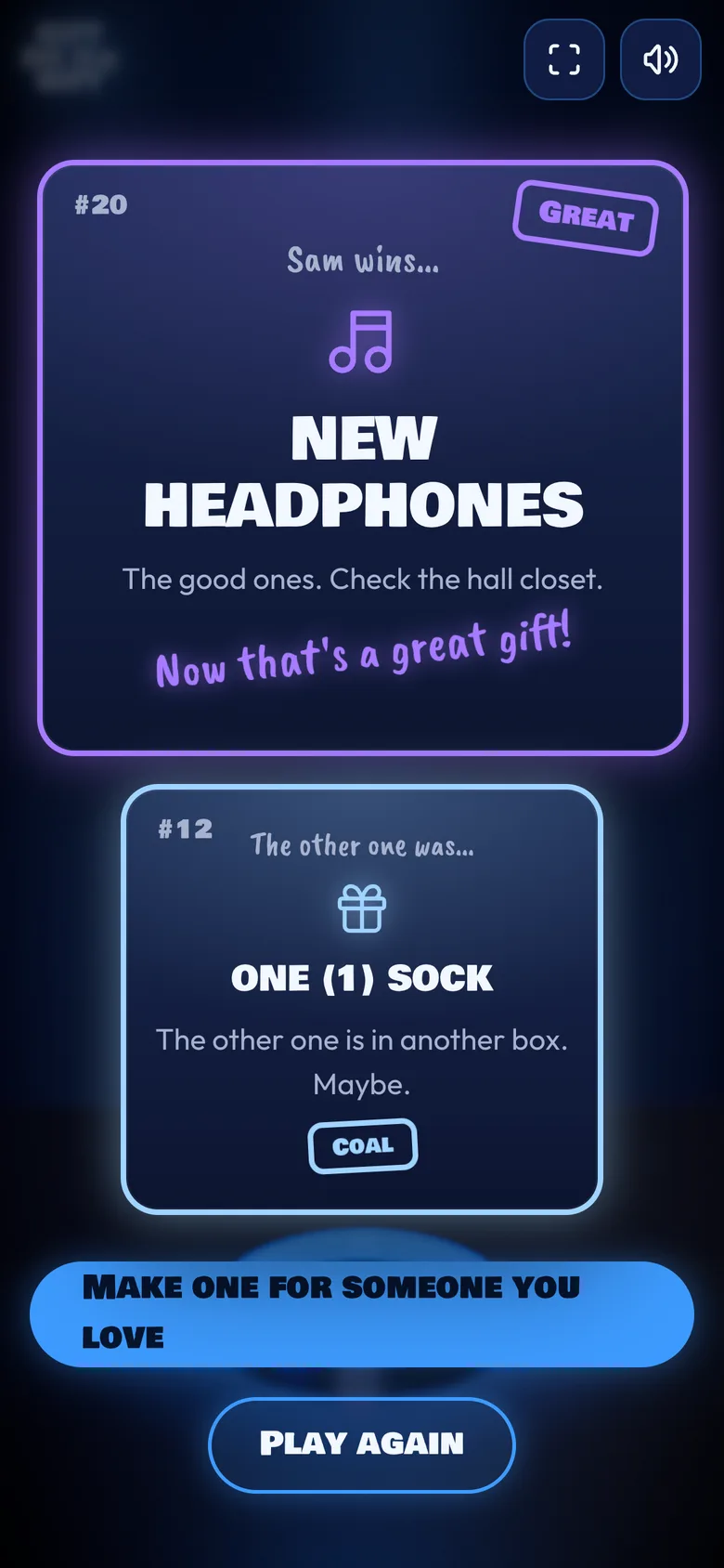 The final reveal on a phone